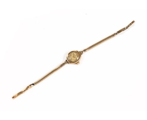 A ladies Rotary 9 ct gold wristwatch, both case and strap stamped 375.  Overall weight 14.5 grams.