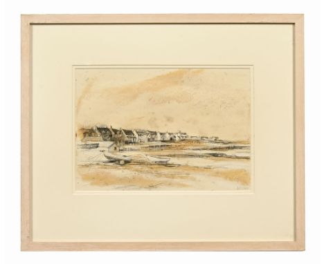 Sarah Carrington (Scottish born 1977), oil bar and pencil drawing Iona Village.&nbsp; 20 x 29 cm, framed and mounted, with Ca