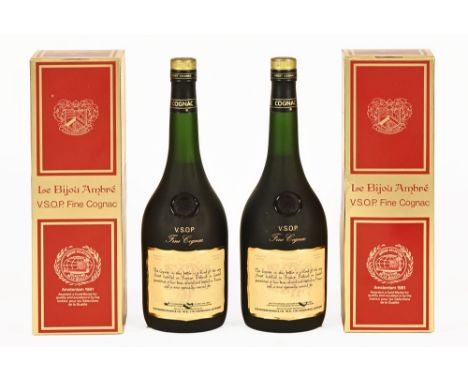 Two bottles of Le Bijou Ambre fine Cognac, in original CWJes, Special Reserve for Florence Rydiard &amp; Joyce Rydiard.
