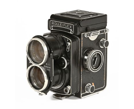 A Tele Rolleiflex twin lens reflex 120 roll film camera, with Carl Zeiss Sonnar 135 mm f4 lens. No. 3775023.
