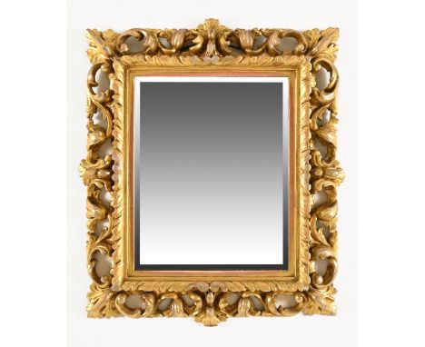 A gilt framed bevel edge rectangular mirror. 50 cm x 58 cm (see illustration). 