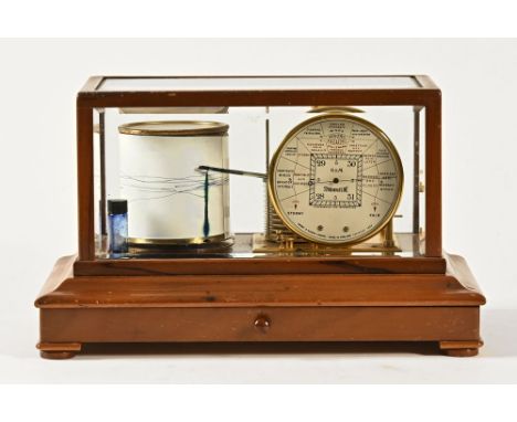 A Short & Mason of London Stormoguide barograph, in a mahogany case with bevelled glass.  Height 21 cm, width 37 cm, depth 23
