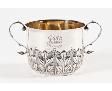 A Victorian silver two handled bowl, with Botanical decoration, hallmark London 1892, makers mark Lambert &amp; Co (George La