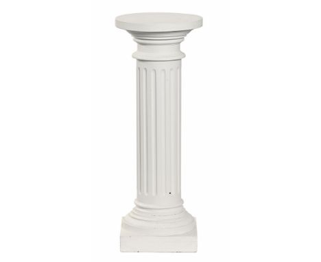 A 20th century white painted wooden column.  Height 84 cm, diameter 31 cm.