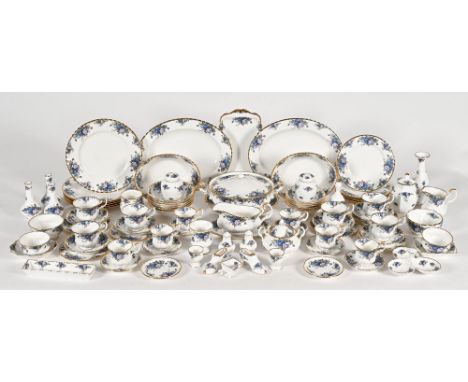 A Royal Albert Moonlight Rose patterned tea and dinner service, comprising plates, tureen, gravy boat, tea cups, saucers, sal