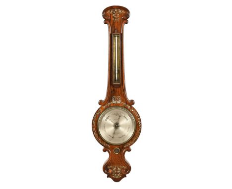 A 19th century rosewood barometer by A Cairns Liverpool, with mother of pearl inlay, adjustment screw and lift off thermomete