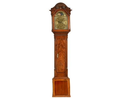 A George III mahogany longcase clock by Walter Barr numbered 393, with date aperture moonphase and showing high water at Lond