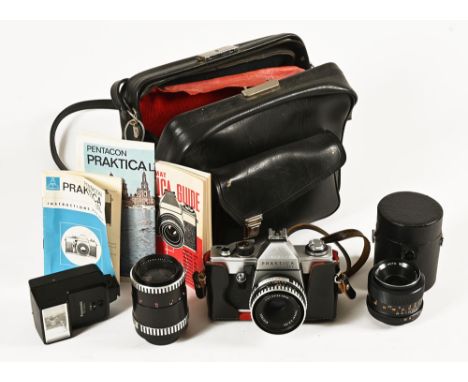 A Vintage Praktica LTL camera, with a Carl Zeiss Jena Tessar 2.8/50 lens, a Japanese Unitor auto wide lens and a Zeiss S1:3,5