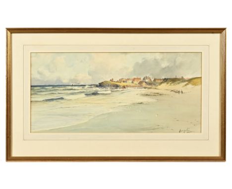Thomas Swift Hutton (1865-1935), North East coastal watercolour, possibly of Blythe Coast Seaton Sluice Village.&nbsp; 52.5 c