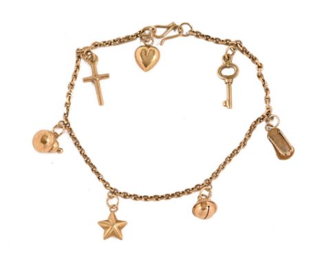 A 9 ct gold charm bracelet.&nbsp; 5.5 grams. 