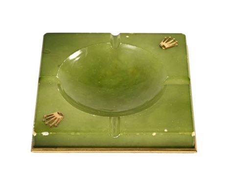Rolex green onyx ashtray, 15 cm square, with Rolex emblem to front and Swiss Made Reference 478 on base.