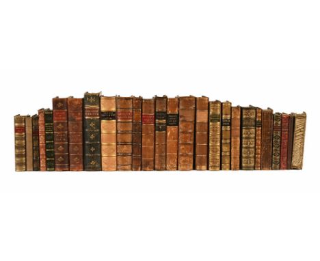 A collection of twenty six theological books, mostly leather bound 19th century, "Greek Testament" by Alford, "Gilly's Spirit