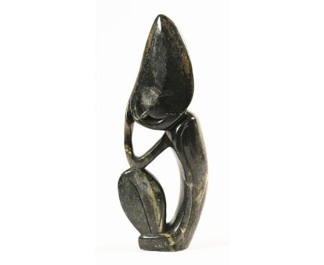 An abstract carved stone figure, signed to rear Ephrain Katsande.&nbsp; Height 48 cm.