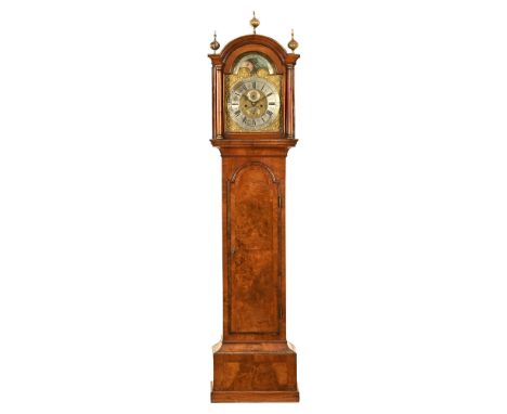 A Georgian walnut cased longcase clock by John Stancliffe, eight day with moonphase and subsidiary second dial and date apert