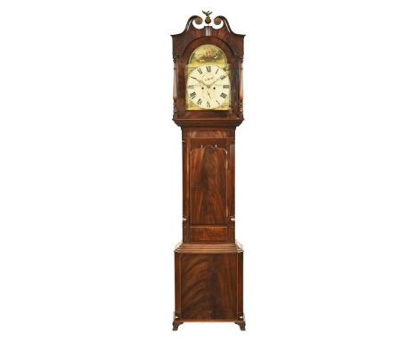 A Thomas Yeates of Penrith Victorian longcase clock, with eight day movement and painted dial decorated with a foxhunting sce