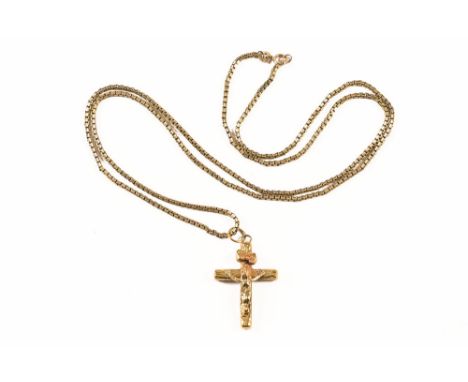 A 9 ct gold chain, with crucifix pendant (loop stamped 375, crucifix unmarked).&nbsp; 7.8 grams.
