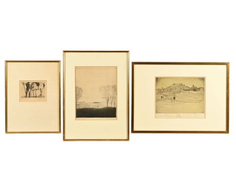 Arthus Pausen, an etching "Pastorale Allegro" and another depicting Assisi together with an etching of a horse.&nbsp; Largest