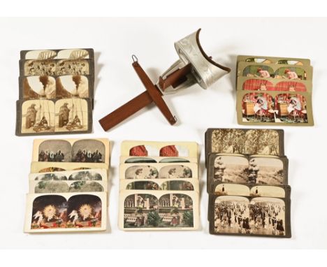 A vintage stereoscope, with forty eight cards including China, Japan etc.