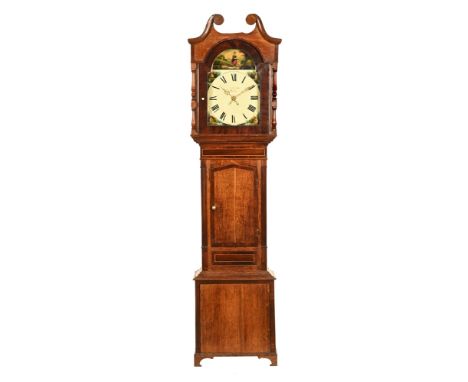 A Victorian oak mahogany crossbanded and rosewood cased longcase clock, with 30 hour movement by Telford of Wigton, complete 