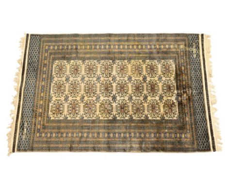 A Persian rug with blue ground, with VFTt to two ends (handmade by Al-Din).  193 x 125 cm.