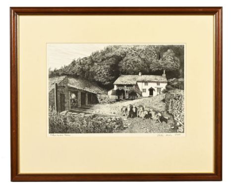 Arthur Milne a pen and ink drawing, "Spinning Gallery Tilberthwaite Farm Little Langdale", signed and dated 2001 with label t