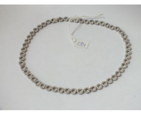 A silver &amp; paste set ring link necklace - 28gms