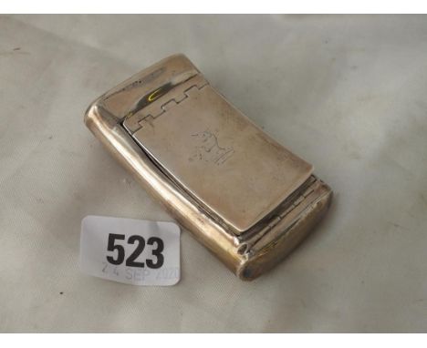 A unusual Georgian two parts snuff box with 2 hinged compartments, gilt interior - 3" long - B'ham 1810 by S. Pembleton 