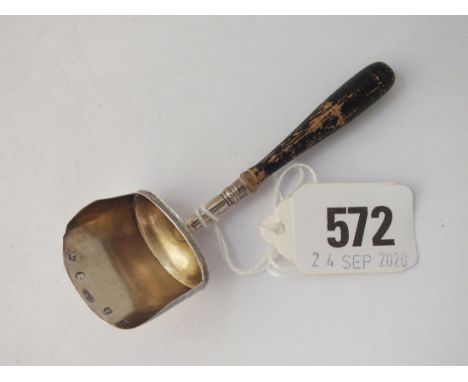 A George III caddy spoon with gilt shovel bowl, turnwood handle - B'ham 1810 by C&amp;B