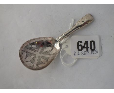Another caddy spoon with engraved bowl - B'ham 1831 by U&amp;H