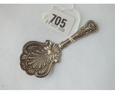 An early Victorian caddy spoon with fancy shell decorated bowl - B'ham 1844 by TNP