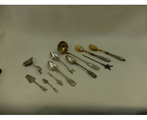 A quantity of German silver (including Hanau) assorted flatware and serving instruments, including soup ladle and three table