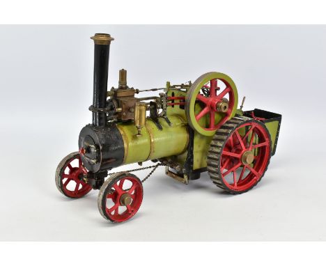 A LIVE STEAM TRACTION ENGINE MODEL, possibly from Bassett - Lowke castings, not tested, worn condition with some paint loss a