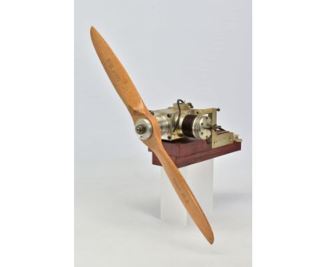 A HANDBUILT MODEL HORIZONTAL TWIN CYLINDER AIRCRAFT ENGINE, not tested, constructed and finished to a very high standard, in 
