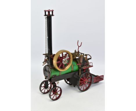 A SCRATCHBUILT LIVE STEAM MODEL OF A PORTABLE/AGRICULTURAL STEAM ENGINE, not tested, copper boiler, of copper brass and cast 
