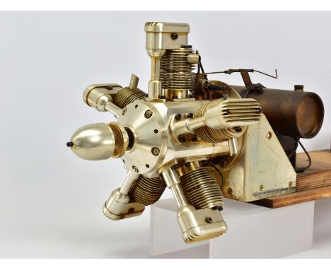 A HANDBUILT MODEL FIVE CYLINDER RADIAL AIRCRAFT ENGINE, not tested, constructed and finished to a very high standard, in run 