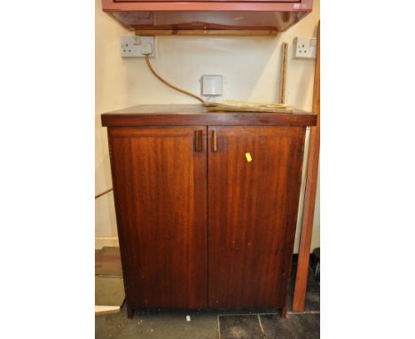 A WOODEN CABINET CONTAINING, Milling machine and Lathe parts including Rotary tables, dividing Heads, chucks, etc