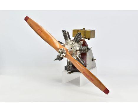 A HANDBUILT MODEL SEVEN CYLINDER RADIAL AIRCRAFT ENGINE, not tested, constructed and finished to a very high standard, in lig