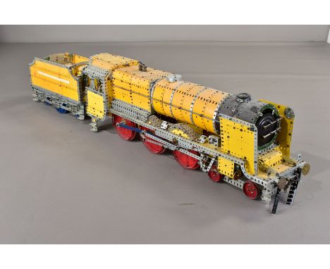 A BATTERY POWERED MECCANO MODEL OF AN L.M.S. ROYAL SCOT CLASS LOCOMOTIVE AND TENDER, not tested, approximately 1/12 scale, in