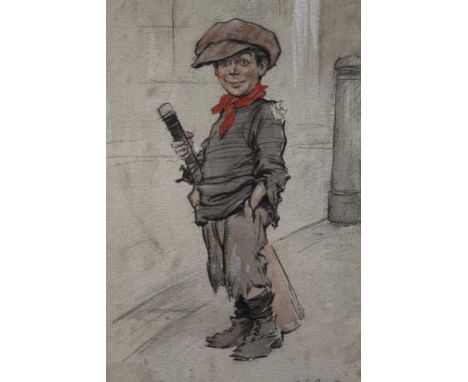 John Hassall (1868-1948) pen and ink 'Little Buttercup', 20 x 15cm, together with a watercolour caricature of a sweep, probab