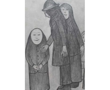 Laurence Stephen Lowry (1887-1976) limited edition print - "Family Discussion", 163/850, published 1974, mounted, 47cm x 37cm
