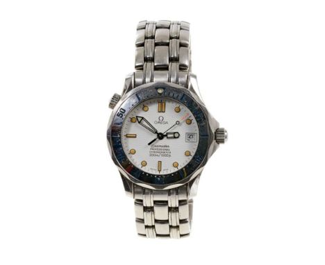 Gentlemen's Omega Seamaster Professional Chronometer stainless steel wristwatch with automatic movement, circular textured wh