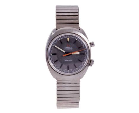 1960s Gentlemen's Omega Chronostop stainless steel chronograph wristwatch, the circular graphite grey dial with applied steel