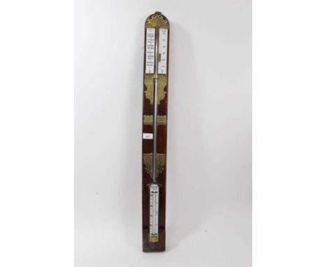 Unusual 19th century stick barometer by Dring &amp; Fage, 145 Strand London with engraved brass mounts 95cm high