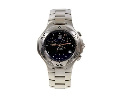 Gentlemen's Tag Heuer Kirium stainless steel wristwatch with quartz movement, circular black dial with three subsidiary dials