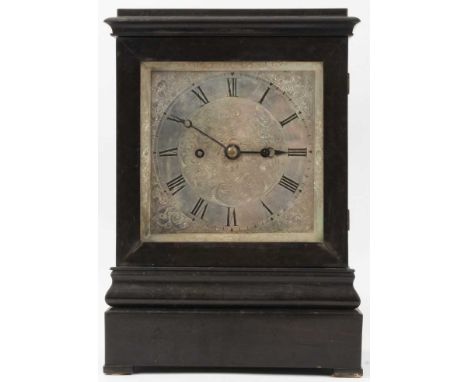 19th century Scottish bracket clock by J &amp;W Mitchell, Glasgow with twin fusee movement striking on bell, signed on backpl