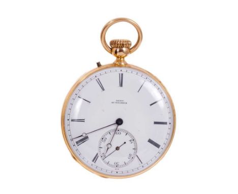 19th century pocket watch, the white enamel dial signed 'Dent Au Brassus' with subsidiary seconds, button wind movement, in y