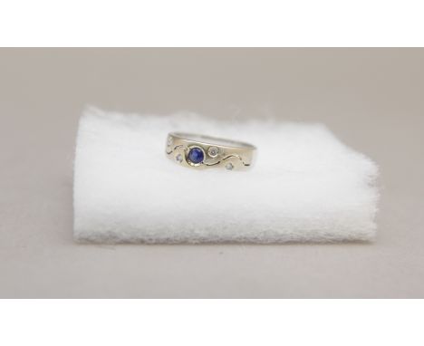 18ct White Gold, Sapphire & Diamond Ring