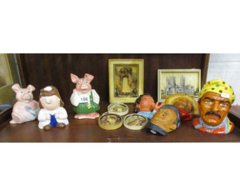 Shelf of ceramics, to include Wade