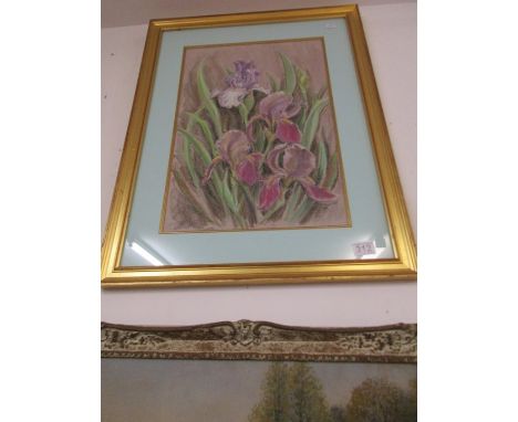 Pastel in gilt frame - Iris medley by Juliet Chamberlain