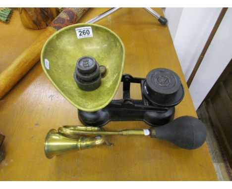 Scales with weights & car horn